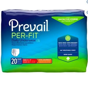 PREVAIL per-fit daily underwear. 20 count Medium 34”-46”